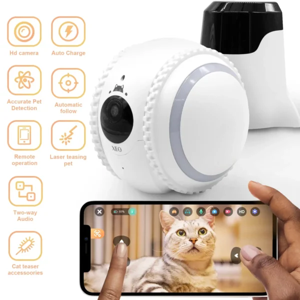 Pet Cat Camera Companion Robot | AI Pet Recognition | Two-way Voice Function